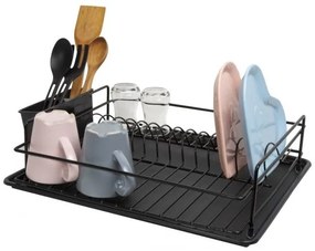 Метален сушилник за съдове на 1 етаж черен PERILLA-(71107)