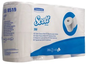 Kimberly-Clark Тоалетна хартия Scott Essential 8519, 12 х 9.3 cm, 350 къса, 8 броя