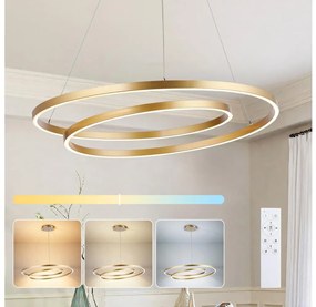 Brilagi-LED Полилей с димер на кабел TWISTER LED/105W/230V диам. 100 cm златист + дистанционно управление