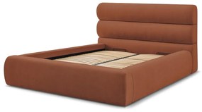 Оранжево тапицирано двойно легло с място за съхранение с решетка 160x200 cm Jagna - Bobochic Paris