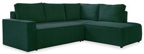 Тъмнозелен разтегателен ъглов диван от рипсено кадифе (десен ъгъл) Brave Dave – Miuform