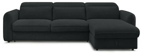 Черен разтегателен ъглов диван (променлив) Achille – Bobochic Paris