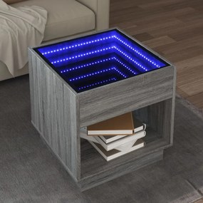 Sonata H Маса за кафе с Infinity LED, сив сонома, 50x50x50 см