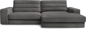 Антрацитен кадифен ъглов диван (десен ъгъл) Sierra – Bobochic Paris