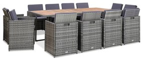 46383 vidaXL Градински комплект с възглавници, 13 части, полиратан, антрацит