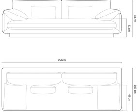 Розов кадифен диван 250 cm Torino – Micadoni