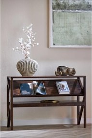 Конзолна маса със стъклен плот в тъмно естествен цвят 41x119 cm Yuki – Light &amp; Living