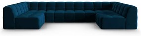 Тъмносин ъглов диван от кадифе (U-образен) Kendal - Micadoni Home