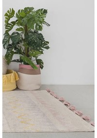 Розов и кремав ръчно изработен памучен детски килим подходящ за пране 140x200 cm Azteca Vintage Nude – Lorena Canals