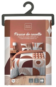 Теракотено двойно удължено памучно спално бельо 240x220 cm Gemma – douceur d'intérieur