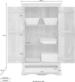 Бял гардероб от масивно манго 100x175 cm Rana – Støraa