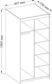 Гардероб Ester 2D1L двукрилен-Сонома