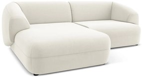 Бял кадифен ъглов диван (ляв ъгъл) Moana – Makamii