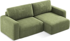 Зелен шенилов сгъваем/с място за съхранение ъглов диван (десен ъгъл) Kona – Makamii