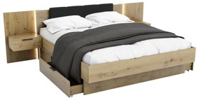 Двойно легло DOTA + легло с табла и плот с нощни шкафчета, 160x200, дъб artisan