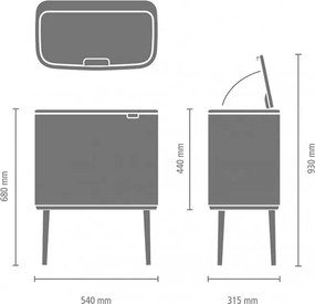 Кош за боклук Brabantia Bo Touch 1003213, 36 л, Плавно и безшумно отваряне, Голям отвор, Златен металик