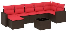 3251631 vidaXL Градински комплект с възглавници, 8 части, кафяв, полиратан
