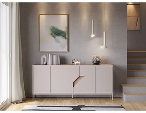 Кремавo-естествен скрин от декор от дъб 180x80x40 cm Lilou – Marckeric