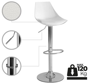 Бели бар столове в комплект от 2 бр. с регулируема височина от имитация на кожа (височина на седалката 56,5 cm) – Casa Selección
