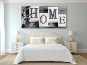 Картина на платно – Буквички Home в черно-бяло