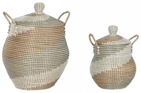 Игра на Кошници Home ESPRIT Оранжев Естествен Морска трева Тропически (2 Части)
