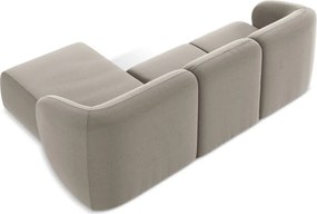 Светлокафяв кадифен ъглов диван (десен ъгъл) Lani – Makamii