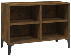 813149 vidaXL ТВ шкаф с метални крака, опушен дъб, 69,5x30x50 см