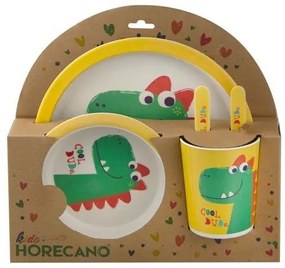 Horecano - Детски сервиз за хранене от 5 части с кръгла чиния "ДИНОЗАВЪР" KIDS-ECO-FRIENDLY-(006-4)