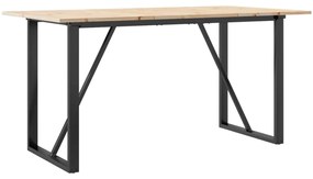 3282677 vidaXL Трапезна маса О-образна рамка 160x80x75 см бор масив и стомана