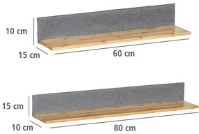 Бамбукови рафтове в сиво-естествен цвят в комплект от 2 броя по 80 см Bahari - Wenko