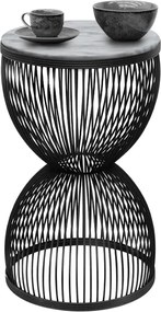 Метална - МДФ странична маса Stella в черен - бял мраморен ефект Ø34,5x56,5см.