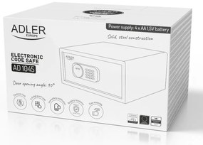 Електронен сейф Adler AD 1045, 200x420x370 мм, 14 л, Блокиране след 4 грешни опита, Предупреждение за изтощена батерия, Черен