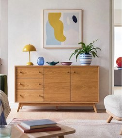 Нисък скрин от декор от дъб естествен 149x75 cm Kensal – Woodman