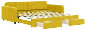 3196989 vidaXL Канапе с изтеглящо легло и чекмеджета жълто 100x200 см кадифе
