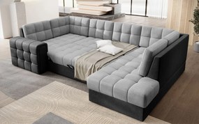 Ъглов диван Bale U-Светлосив - Черен-Десен