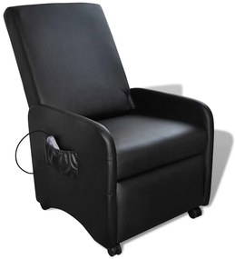 241683 vidaXL Масажен стол, черен, изкуствена кожа