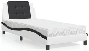 3208830 vidaXL Легло с матрак, бяло и черно, 80x200 см, изкуствена кожа