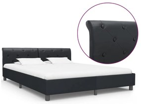 284880 vidaXL Рамка за легло, черна, изкуствена кожа, 160x200 cм