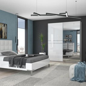 Гардероб с плъзгащи врати Realm 180 с огледало-бял