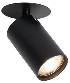 Модерен вграден прожектор черен GU10 50mm - Chels