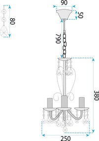 ЛАМПА EBT011-3CP CHROME