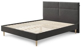 Черно тапицирано двойно легло с решетка 160x200 cm Elyna - Bobochic Paris