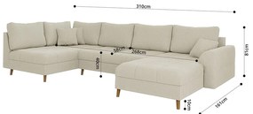 Кремав ъглов диван от рипсено кадифе (ляв ъгъл/"U" форма) Ariella – Ropez