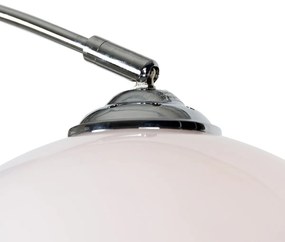 Модерна аркова лампа хром с бял абажур - Arc Basic