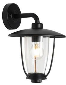 Модерна външна стенна лампа черна с прозрачно стъкло - Khana