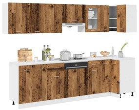 3328579 vidaXL Комплект кухненски шкафове, 11 части, "Lyon", старо дърво, инженерно дърво