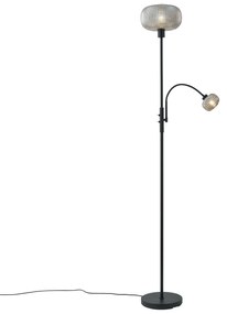 Интелигентна подова лампа черна с димно стъкло 2 светлини с WiFi - Brianna