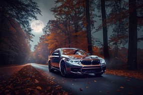 Картина на платно – BMW при пълнолуние