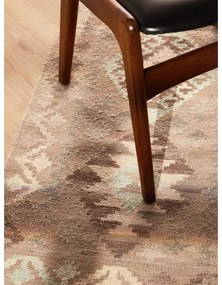 Светлосиня и бежова двустранна ръчно изработена вълнена пътека 60x190 cm Kamal Dune – Nouristan