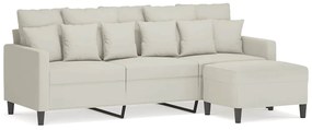3201115 vidaXL 3-местен диван с табуретка, кремав, 180 см, кадифе